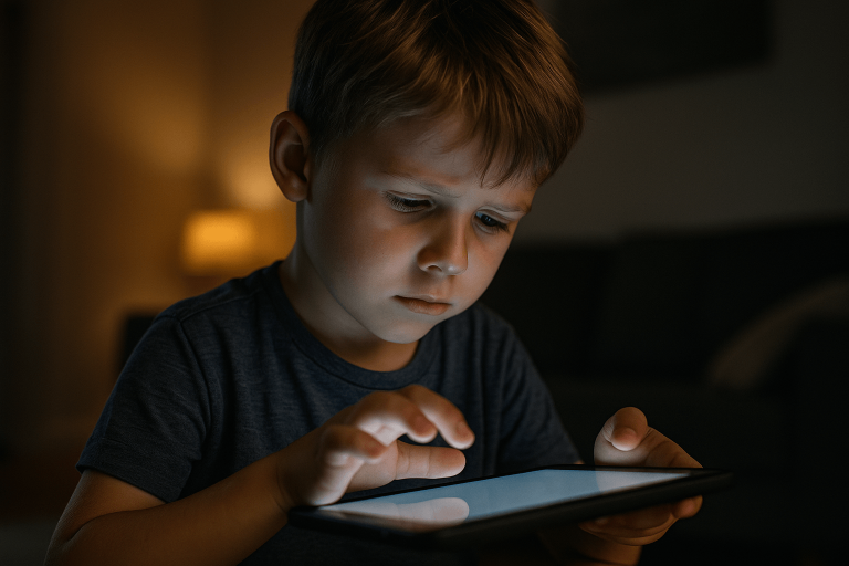 Niño con adiccion a las pantallas